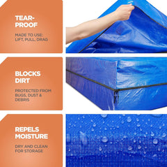 Waterproof Mattress Bag Mattresses Protector Plastic Moving Storage Dust Cover Carry Bed Zipper Packing Reusable Disposal, Ex