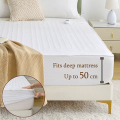 Heated Mattress Pad - Bedding Electric Blanket with 9 Heat Setting & 9-Hour Auto Off, Heated Mattress Pad-Machine Washable Fully Fitted Heating Pad with Overheat Protection , 800GSM Non Woven Fabric-fitted sheet cover(Queen)