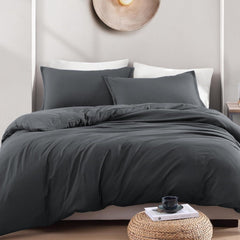 Hotel Soft Microfiber Duvet Cover Set-2000TC Quilt Cover Set & Pillowcases -1 Donna Cover Zipper Closure & 1 x Pillowcases-Br
