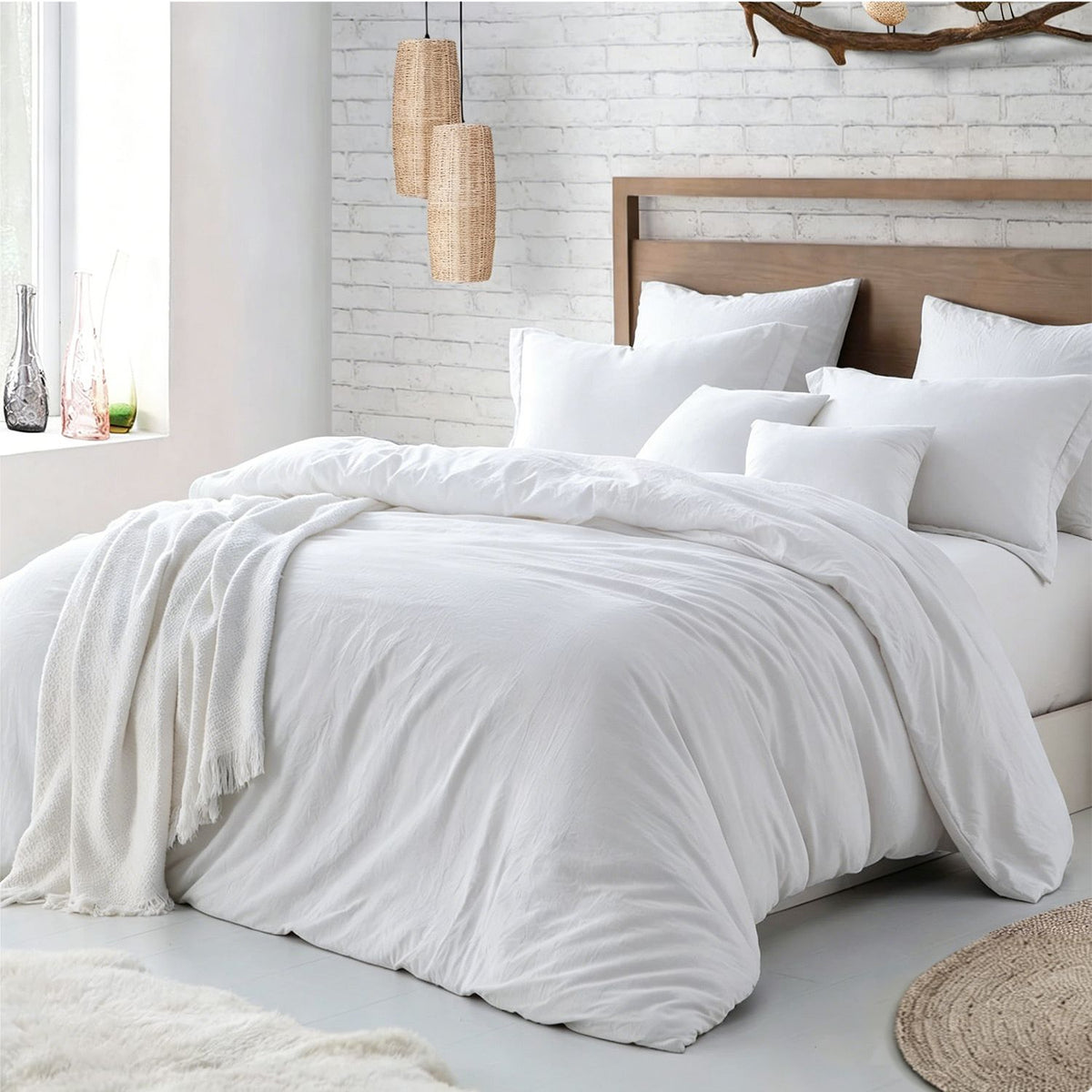 Hotel Soft Microfiber Duvet Cover Set-2000TC Quilt Cover Set & Pillowcases -1 Donna Cover Zipper Closure & 1 x Pillowcases-Br