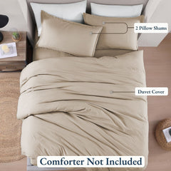 Hotel Soft Microfiber Duvet Cover Set-2000TC Quilt Cover Set & Pillowcases -1 Donna Cover Zipper Closure & 1 x Pillowcases-Br