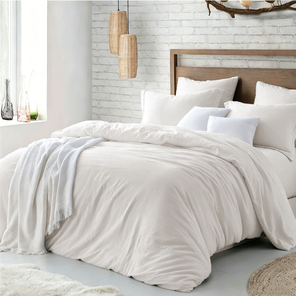 Hotel Soft Microfiber Duvet Cover Set-2000TC Quilt Cover Set & Pillowcases -1 Donna Cover Zipper Closure & 1 x Pillowcases-Br