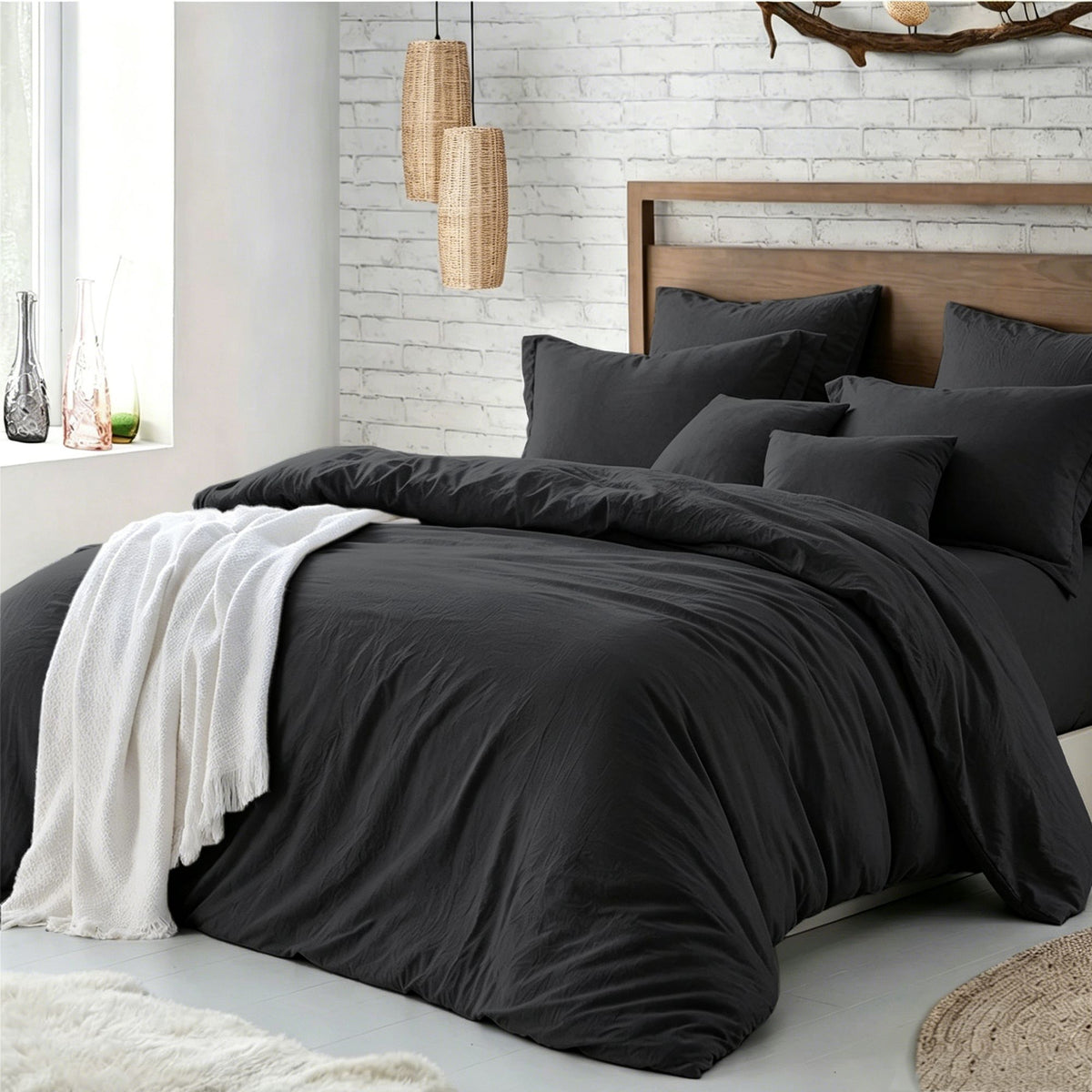 Hotel Soft Microfiber Duvet Cover Set-2000TC Quilt Cover Set & Pillowcases -1 Donna Cover Zipper Closure & 1 x Pillowcases-Br