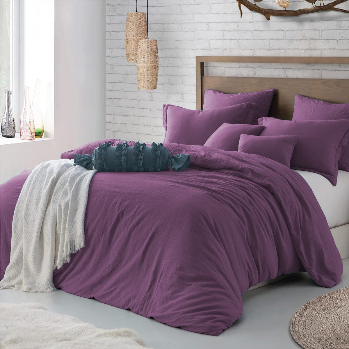 Hotel Soft Microfiber Duvet Cover Set-2000TC Quilt Cover Set & Pillowcases -1 Donna Cover Zipper Closure & 1 x Pillowcases-Br
