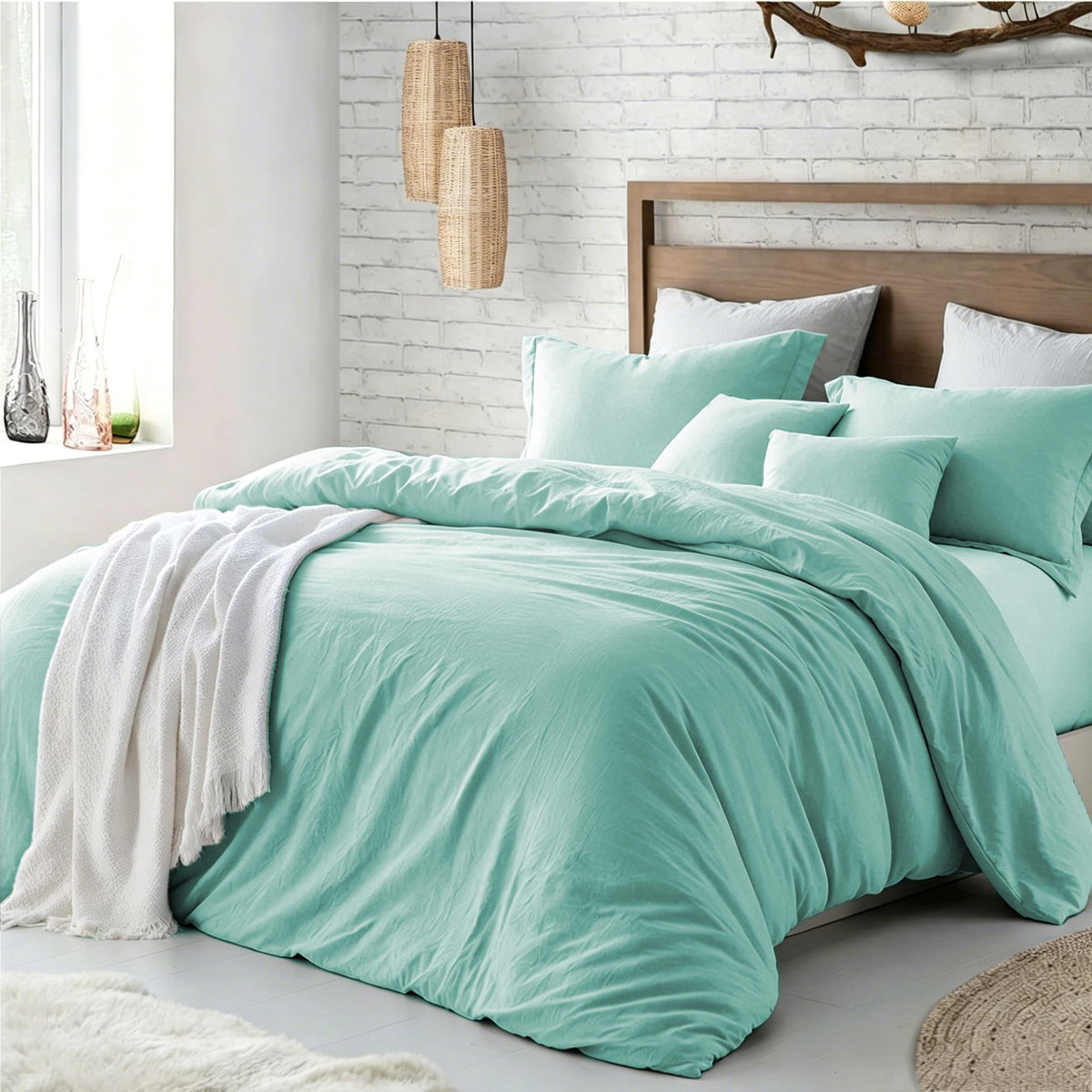 Hotel Soft Microfiber Duvet Cover Set-2000TC Quilt Cover Set & Pillowcases -1 Donna Cover Zipper Closure & 1 x Pillowcases-Br