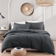 Hotel Soft Microfiber Duvet Cover Set-2000TC Quilt Cover Set & Pillowcases -1 Donna Cover Zipper Closure & 1 x Pillowcases-Br