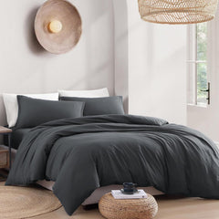 Hotel Soft Microfiber Duvet Cover Set-2000TC Quilt Cover Set & Pillowcases -1 Donna Cover Zipper Closure & 1 x Pillowcases-Br