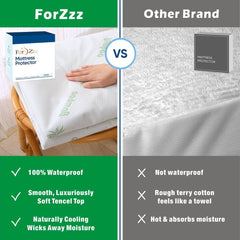 100% Waterproof Double Mattress Protector, Breathable Mattress Cover Double Size Bed, 3D Air Fabric Cooling Bed Pad Cover, De