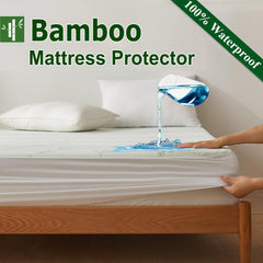 Bamboo Mattress Protector,Breathable Waterproof Mattress Cover,3D Air Fabric Cooling Bed Pad Cover, Deep Pocket 40cm(Double,G