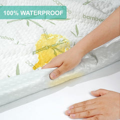 100% Waterproof Single Mattress Protector, Breathable Mattress Cover Single Size Bed, 3D Air Fabric Cooling Bed Pad Cover, Deep Pocket 40cm