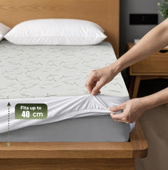 100% Waterproof Single Mattress Protector, Breathable Mattress Cover Single Size Bed, 3D Air Fabric Cooling Bed Pad Cover, Deep Pocket 40cm