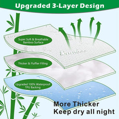 100% Waterproof Single Mattress Protector, Breathable Mattress Cover Single Size Bed, 3D Air Fabric Cooling Bed Pad Cover, De