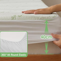 Bamboo Mattress Protector,Breathable Waterproof Mattress Cover,3D Air Fabric Cooling Bed Pad Cover, Deep Pocket 40cm(Single,G