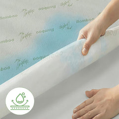 Bamboo Mattress Protector,Breathable Waterproof Mattress Cover,3D Air Fabric Cooling Bed Pad Cover, Deep Pocket 40cm(Single,Green)