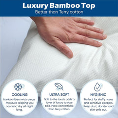Waterproof Bamboo Pillow Protector Cover,100% Bug Water Proof Zippered Pillow Cases Standard/Queen Size ( 2 Pack,Green,48cm x
