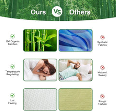 Waterproof Bamboo Pillow Protector Cover,100% Bug Water Proof Zippered Pillow Cases Standard/Queen Size ( 2 Pack,Green,48cm x