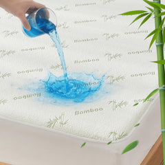 Bamboo Mattress Protector,Breathable Waterproof Mattress Cover,3D Air Fabric Cooling Bed Pad Cover, Deep Pocket 40cm(Single,Green)