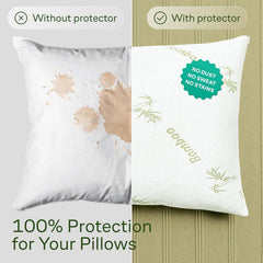 Waterproof Bamboo Pillow Protector Cover,100% Bug Water Proof Zippered Pillow Cases Standard/Queen Size ( 2 Pack,Green,48cm x