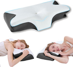 Cervical Neck Pillow for Neck Pain Relief, 2 in 1 Ergonomic Orthopedic Bed Pillow for Sleeping, Memory Foam Pillows for Side,