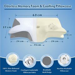 Cervical Neck Pillow for Neck Pain Relief, 2 in 1 Ergonomic Orthopedic Bed Pillow for Sleeping, Memory Foam Pillows for Side,