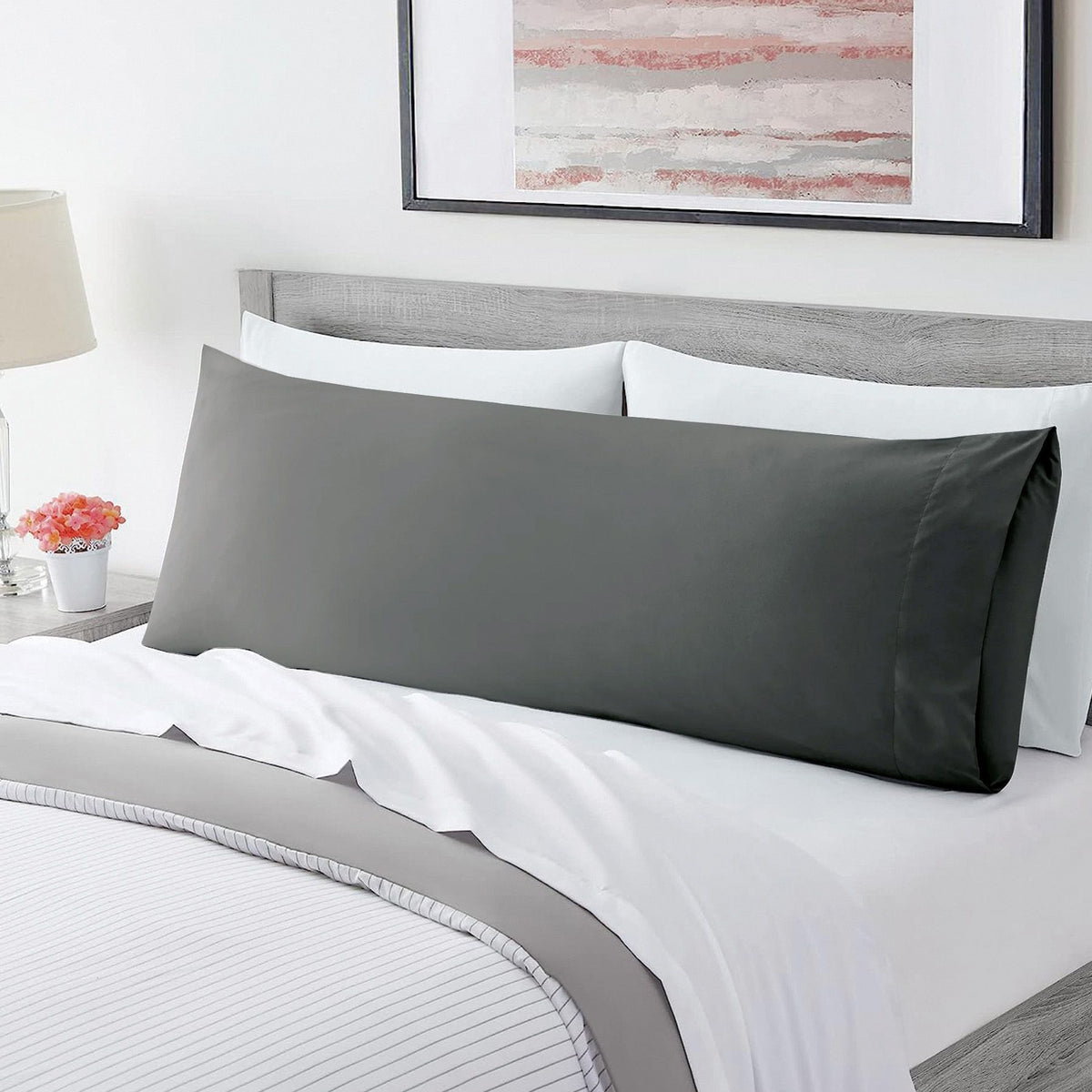 Ultra Soft Microfiber Body Pillow Cover/Pillowcases with Envelope-style pocket (50cm x 150cm Body Pillow Cover,Dark gray)