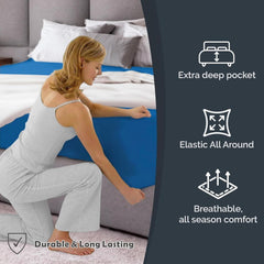 Hotel Quality Fitted Sheet - 1 Piece Fitted Sheet  -Breathable Bedding - Wrinkle, Fade, Stain Resistant- 16inch/40cm Deep Poc