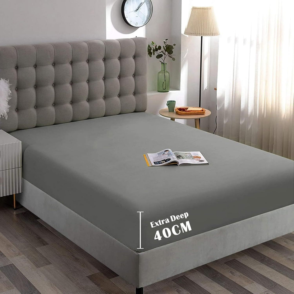 Hotel Quality Fitted Sheet - 1 Piece Fitted Sheet  -Breathable Bedding - Wrinkle, Fade, Stain Resistant- 16inch/40cm Deep Poc