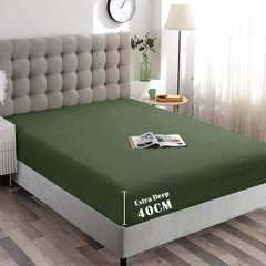 Hotel Quality Fitted Sheet - 1 Piece Fitted Sheet  -Breathable Bedding - Wrinkle, Fade, Stain Resistant- 16inch/40cm Deep Poc