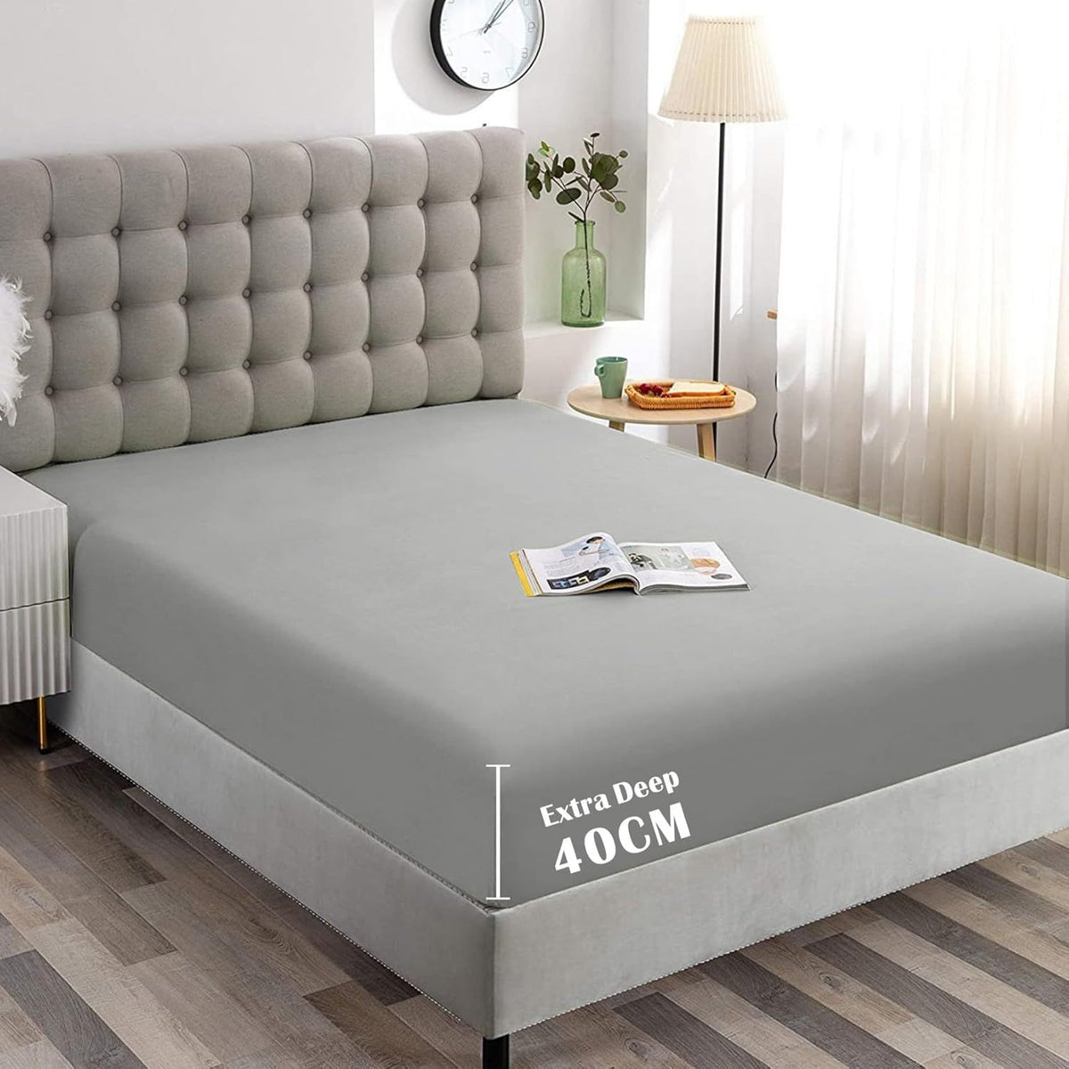 Hotel Quality Fitted Sheet - 1 Piece Fitted Sheet  -Breathable Bedding - Wrinkle, Fade, Stain Resistant- 16inch/40cm Deep Poc