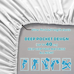 Hotel Quality Fitted Sheet - 1 Piece Fitted Sheet  -Breathable Bedding - Wrinkle, Fade, Stain Resistant- 16inch/40cm Deep Poc