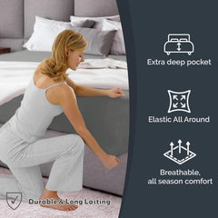 Hotel Quality Fitted Sheet - 1 Piece Fitted Sheet  -Breathable Bedding - Wrinkle, Fade, Stain Resistant- 16inch/40cm Deep Poc