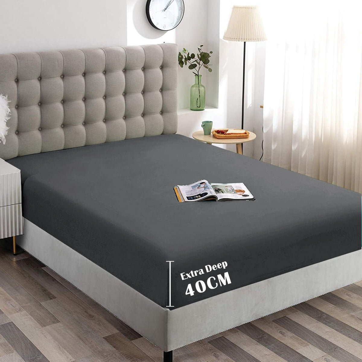 Hotel Quality Fitted Sheet - 1 Piece Fitted Sheet  -Breathable Bedding - Wrinkle, Fade, Stain Resistant- 16inch/40cm Deep Poc
