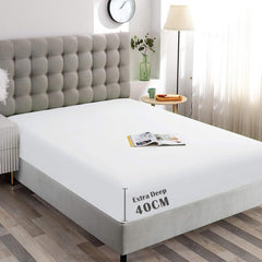 Hotel Quality Fitted Sheet - 1 Piece Fitted Sheet  -Breathable Bedding - Wrinkle, Fade, Stain Resistant- 16inch/40cm Deep Poc