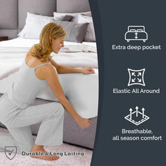 Hotel Quality Fitted Sheet - 1 Piece Fitted Sheet  -Breathable Bedding - Wrinkle, Fade, Stain Resistant- 16inch/40cm Deep Poc