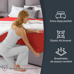 Hotel Quality Fitted Sheet - 1 Piece Fitted Sheet  -Breathable Bedding - Wrinkle, Fade, Stain Resistant- 16inch/40cm Deep Poc