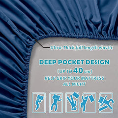 Hotel Quality Fitted Sheet - 1 Piece Fitted Sheet  -Breathable Bedding - Wrinkle, Fade, Stain Resistant- 16inch/40cm Deep Poc