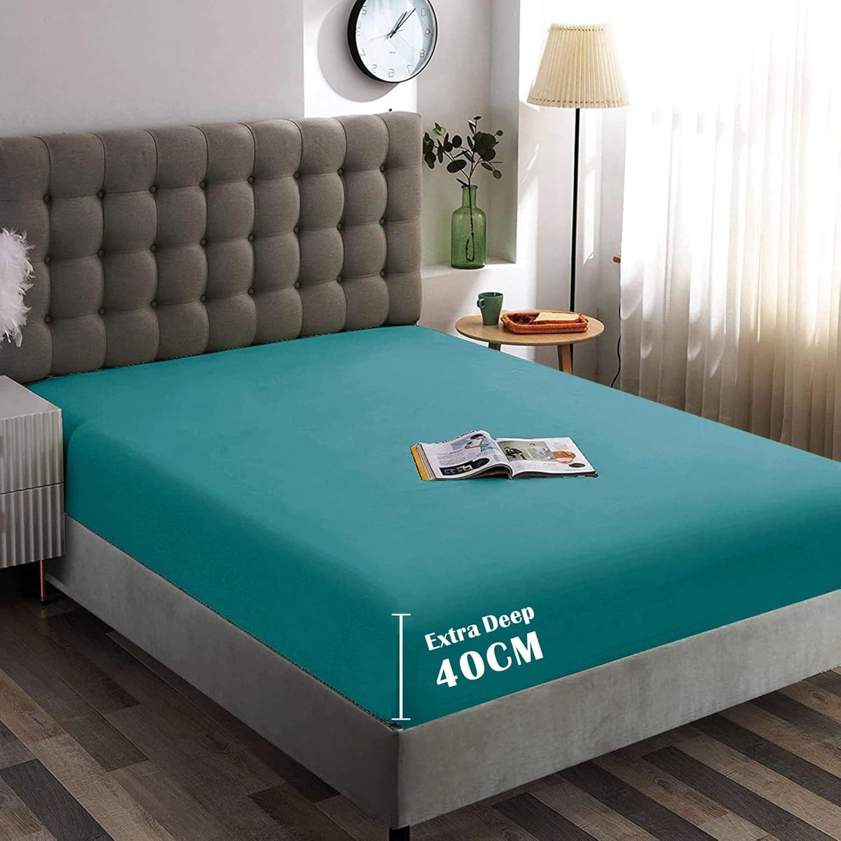 Hotel Quality Fitted Sheet - 1 Piece Fitted Sheet  -Breathable Bedding - Wrinkle, Fade, Stain Resistant- 16inch/40cm Deep Poc