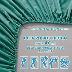 Hotel Quality Fitted Sheet - 1 Piece Fitted Sheet  -Breathable Bedding - Wrinkle, Fade, Stain Resistant- 16inch/40cm Deep Poc