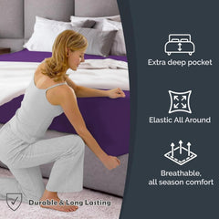 Hotel Quality Fitted Sheet - 1 Piece Fitted Sheet  -Breathable Bedding - Wrinkle, Fade, Stain Resistant- 16inch/40cm Deep Poc