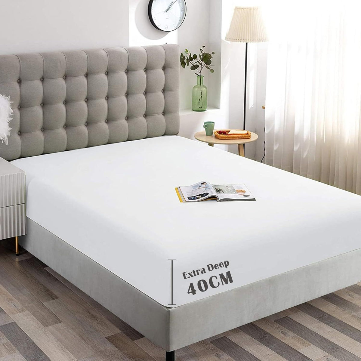 Hotel Quality Fitted Sheet - 1 Piece Fitted Sheet  -Breathable Bedding - Wrinkle, Fade, Stain Resistant- 16inch/40cm Deep Poc