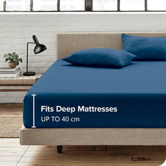 Hotel Quality Fitted Sheet - 1 Piece Fitted Sheet  -Breathable Bedding - Wrinkle, Fade, Stain Resistant- 16inch/40cm Deep Poc