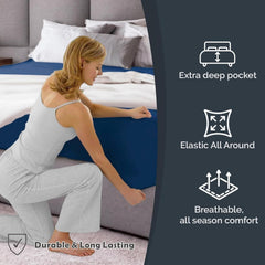 Hotel Quality Fitted Sheet - 1 Piece Fitted Sheet  -Breathable Bedding - Wrinkle, Fade, Stain Resistant- 16inch/40cm Deep Poc