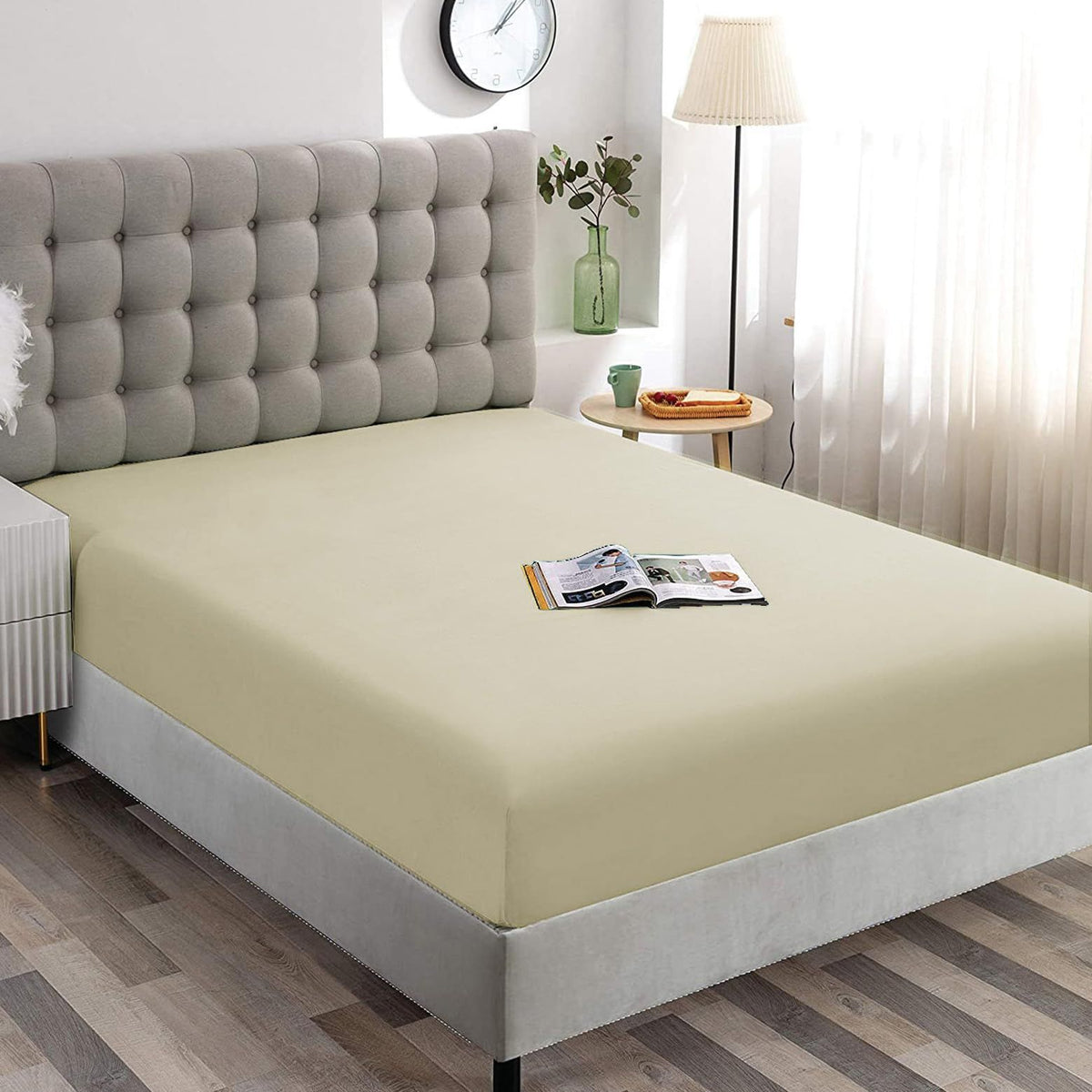 Hotel Quality Fitted Sheet - 1 Piece Fitted Sheet  -Breathable Bedding - Wrinkle, Fade, Stain Resistant- 16inch/40cm Deep Poc