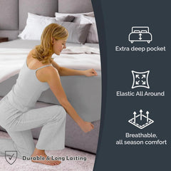 Hotel Quality Fitted Sheet - 1 Piece Fitted Sheet  -Breathable Bedding - Wrinkle, Fade, Stain Resistant- 16inch/40cm Deep Poc