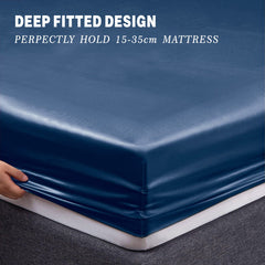 Art Silk Satin Sheet Set Hotel 4 Pieces Fitted/Flat Sheet Bedding Set-Luxury Soft Silky Sheets for Hair and Skin, Similar to 
