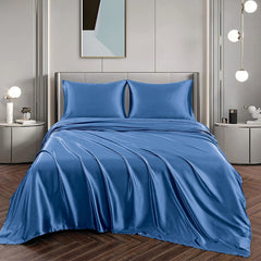 Art Silk Satin Sheet Set Hotel 3 Pieces Fitted/Flat Sheet Bedding Set-Luxury Soft Silky Sheets for Hair and Skin, Similar to 
