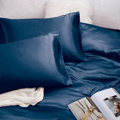 Art Silk Satin Sheet Set Hotel 4 Pieces Fitted/Flat Sheet Bedding Set-Luxury Soft Silky Sheets for Hair and Skin, Similar to 