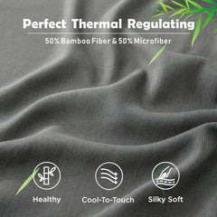 3 Piece Hotel Bamboo Cooling Fitted Sheet Set & Pillowcase -Ultra Soft 2000TC Breathable Fitted Bed Sheets Set with 37 Centim
