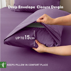3 Piece Hotel Bamboo Cooling Fitted Sheet Set & Pillowcase -Ultra Soft 2000TC Breathable Fitted Bed Sheets Set with 37 Centim