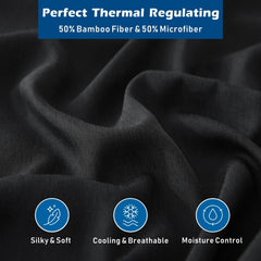 4 Piece Hotel Bamboo Cooling Sheet Set -Ultra Soft 2000TC Breathable Bed Sheets Set with 37 Centimetre Deep Pocket-Cooling Sh